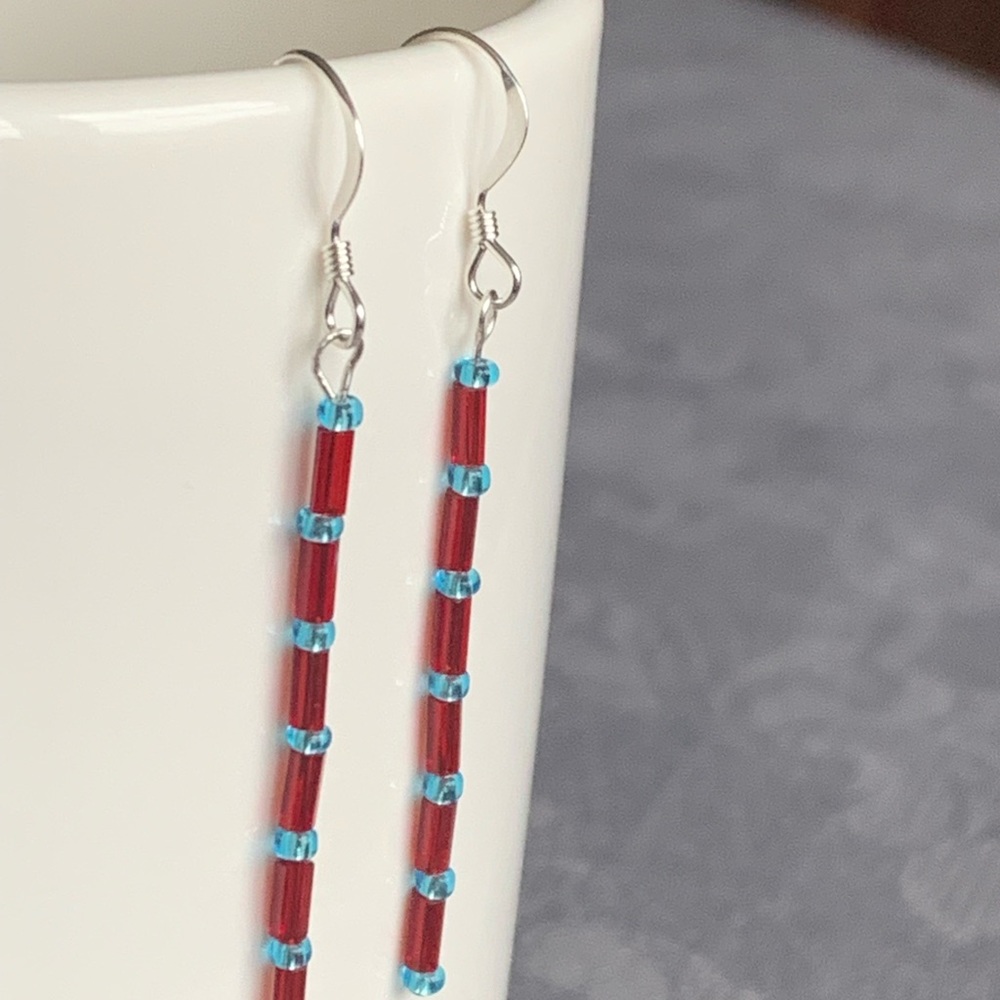 Sterling silver glass bead drops ❣️🦋